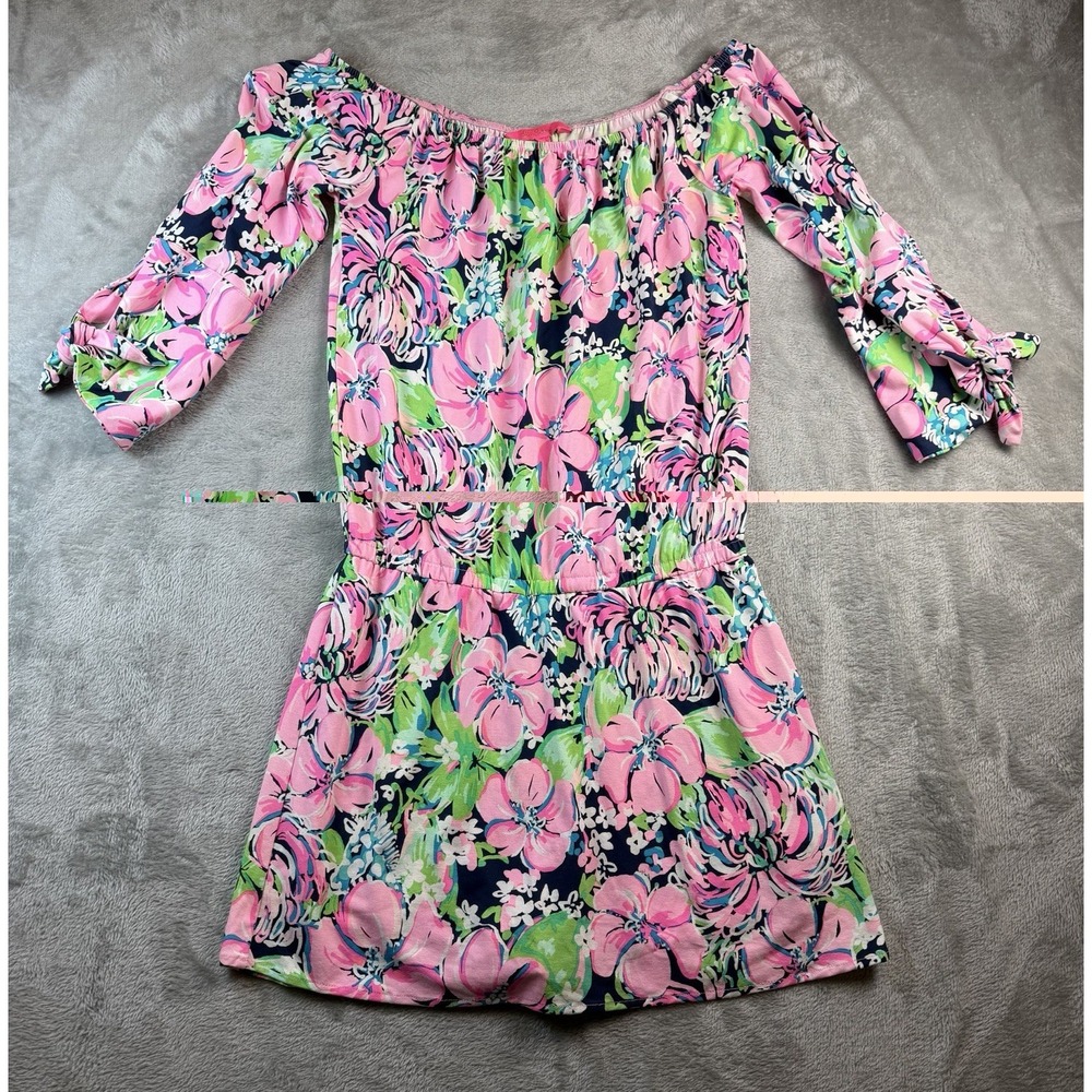 Lilly Pulitzer Mini Dress/Skort Women's XS Printed Pink Green‎ Navy 3/4 Sleeve